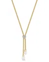 Chloe & Madison Chloe And Madison 18k Over Silver 7.3mm Pearl Cz Mesh Lariat Necklace