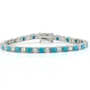 Chloe & Madison Chloe And Madison 4mm Turquoise & Cubic Zirconia Tennis Bracelet In Silver