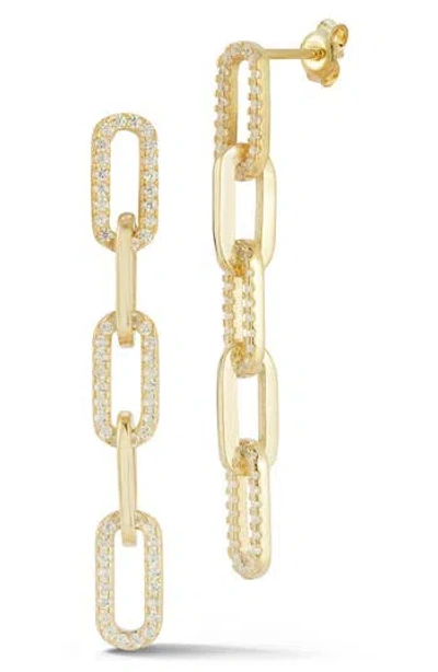 Chloe & Madison Chloe And Madison 5-link Cubic Zirconia Linear Drop Earrings In Gold