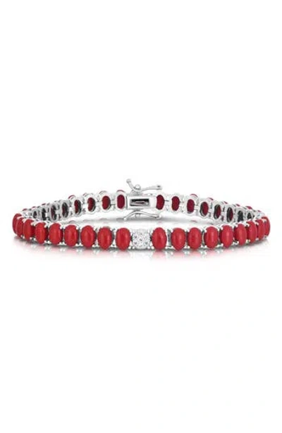 Chloe & Madison Chloe And Madison 5.5mm Synthetic Coral Tennis Bracelet In Red