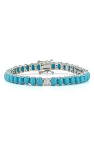 Chloe & Madison Chloe And Madison 6.5mm Synthetic Turquoise Tennis Bracelet In Blue
