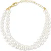 Chloe & Madison Chloe And Madison 6mm Cultured Pearl Double Strand Bracelet In Gold