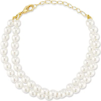 Chloe & Madison Chloe And Madison 6mm Cultured Pearl Double Strand Bracelet In Gold