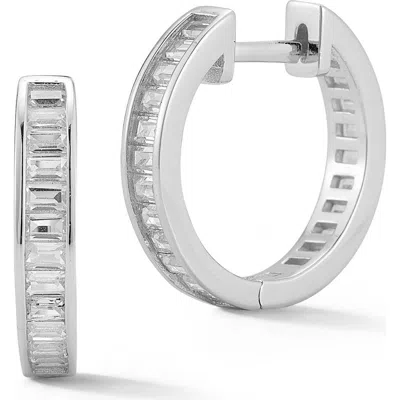 Chloe & Madison Chloe And Madison Baguette Cz Huggie Hoop Earrings In Metallic