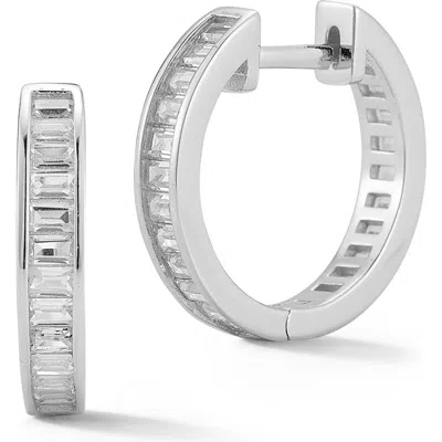 Chloe & Madison Chloe And Madison Baguette Cz Huggie Hoop Earrings In Silver