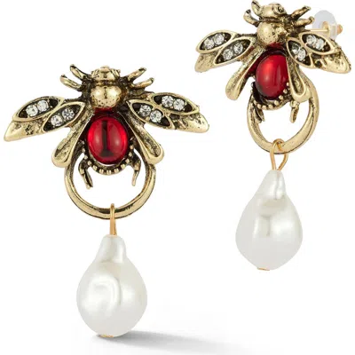 Chloe & Madison Chloe And Madison Bee Faux Pearl Statement Drop Earrings In Multi