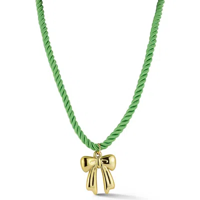 Chloe & Madison Chloe And Madison Bow Pendant Cord Necklace In Gold