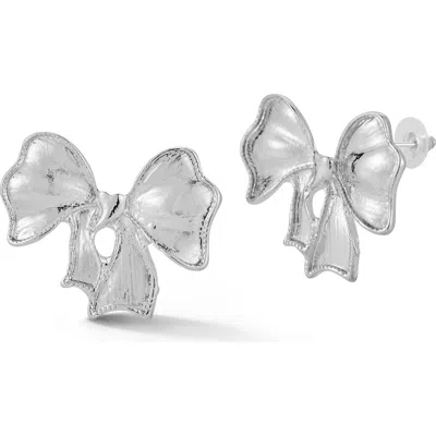 Chloe & Madison Chloe And Madison Bow Stud Earrings In Silver