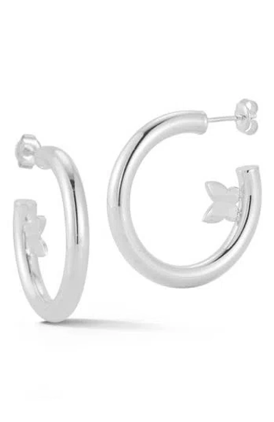 Chloe & Madison Chloe And Madison Butterfly Hoop Earrings In Silver