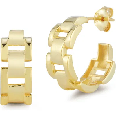 Chloe & Madison Chloe And Madison Chain Textured Hoop Earrings In Gold