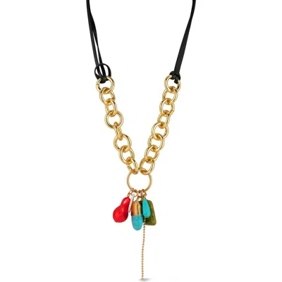 Chloe & Madison Chloe And Madison Charm Curb Chain Statement Necklace In Gold