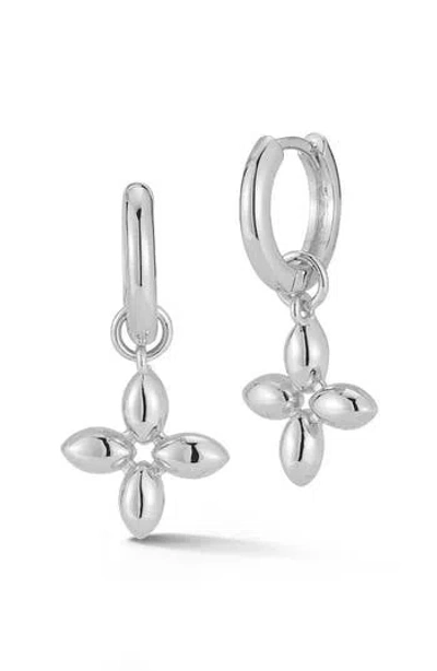 Chloe & Madison Chloe And Madison Clover Hoop Earrings In Silver