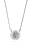 Chloe & Madison Chloe And Madison Silver Cz Bold Coin Necklace In Metallic