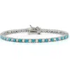 Shop Chloe & Madison Chloe And Madison Crystal & Faux Turquoise Tennis Bracelet In Silver
