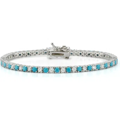 Chloe & Madison Chloe And Madison Crystal & Faux Turquoise Tennis Bracelet In Blue