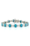 Chloe & Madison Chloe And Madison Cubic Zirconia & Synthetic Turquoise Tennis Bracelet In Silver