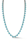 Chloe & Madison Chloe And Madison Cubic Zirconia & Synthetic Turquoise Tennis Necklace In Silver