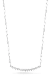 Chloe & Madison Chloe And Madison Cubic Zirconia Bar Necklace In Metallic