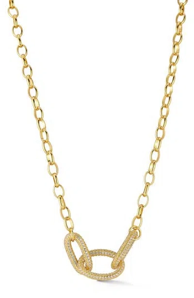 Chloe & Madison Chloe And Madison Cubic Zirconia Bold Link Necklace In Gold