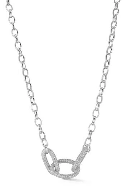 Chloe & Madison Chloe And Madison Cubic Zirconia Bold Link Necklace In Silver