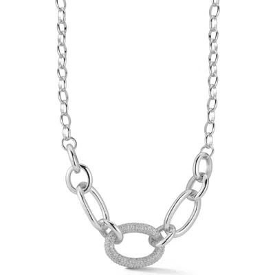 Chloe & Madison Chloe And Madison Cubic Zirconia Bold Link Necklace In Silver