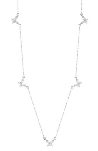 Chloe & Madison Chloe And Madison Cubic Zirconia Butterfly Station Necklace In Silver