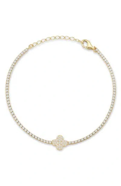 Chloe & Madison Chloe And Madison Cubic Zirconia Clover Bracelet In Gold