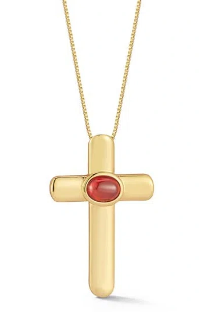 Chloe & Madison Chloe And Madison Cubic Zirconia Cross Pendant Necklace In Gold