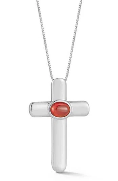 Chloe & Madison Chloe And Madison Cubic Zirconia Cross Pendant Necklace In Silver