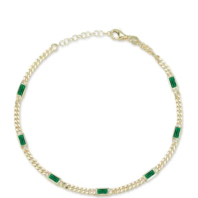Chloe & Madison Chloe And Madison Cubic Zirconia Curb Anklet In Gold