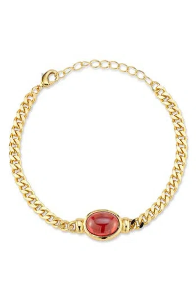 Chloe & Madison Chloe And Madison Cubic Zirconia Curb Chain Bracelet In Gold
