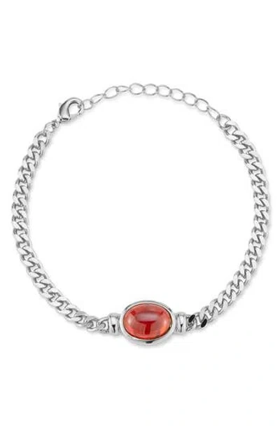 Chloe & Madison Chloe And Madison Cubic Zirconia Curb Chain Bracelet In Silver