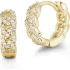 Chloe & Madison Chloe And Madison Cubic Zirconia Curb Huggie Hoop Earrings In Gold