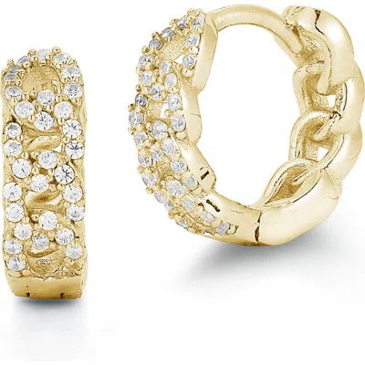 Chloe & Madison Chloe And Madison Cubic Zirconia Curb Huggie Hoop Earrings In Gold