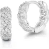 Chloe & Madison Chloe And Madison Cubic Zirconia Curb Huggie Hoop Earrings In Silver