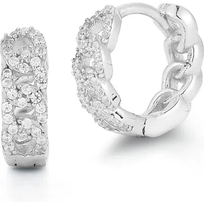 Chloe & Madison Chloe And Madison Cubic Zirconia Curb Huggie Hoop Earrings In Silver