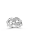 Chloe & Madison Chloe And Madison Cubic Zirconia Curb Link Ring In Silver