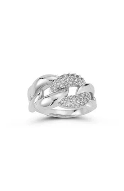 Chloe & Madison Chloe And Madison Cubic Zirconia Curb Link Ring In Silver