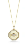 Chloe & Madison Chloe And Madison Cubic Zirconia Evil Eye Medallion Pendant Necklace In Gold