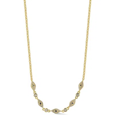 Chloe & Madison Chloe And Madison Cubic Zirconia Evil Eye Necklace In Gold