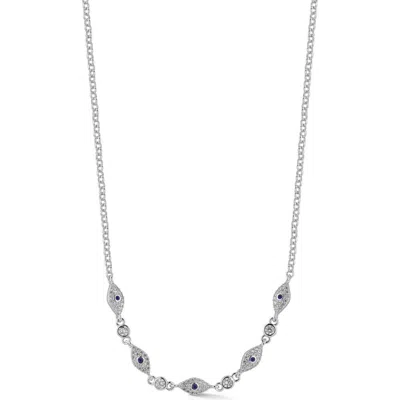 Chloe & Madison Chloe And Madison Cubic Zirconia Evil Eye Necklace In Silver