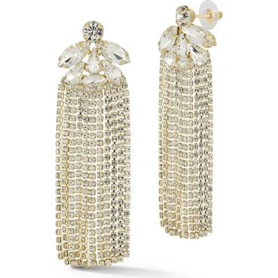 Chloe & Madison Chloe And Madison Cubic Zirconia Flower Tennis Chain Drop Earrings In Gold