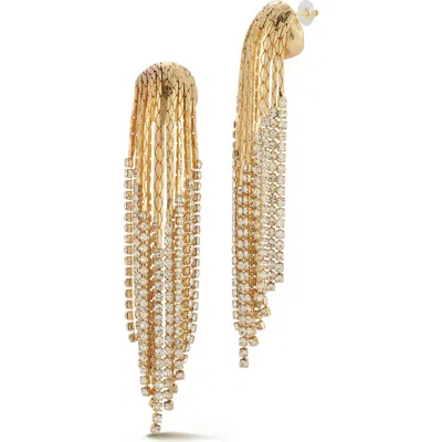Chloe & Madison Chloe And Madison Cubic Zirconia Fringe Drop Earrings In Gold