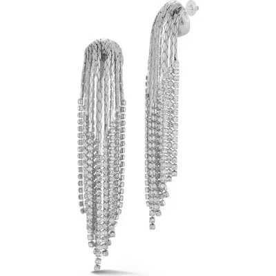 Chloe & Madison Chloe And Madison Cubic Zirconia Fringe Drop Earrings In Silver