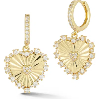 Chloe & Madison Chloe And Madison Cubic Zirconia Heart Charm Drop Earrings In Gold