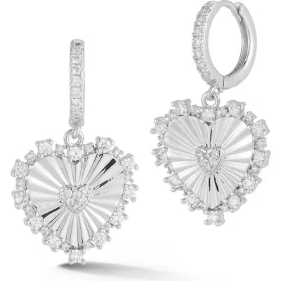 Chloe & Madison Chloe And Madison Cubic Zirconia Heart Charm Drop Earrings In Metallic