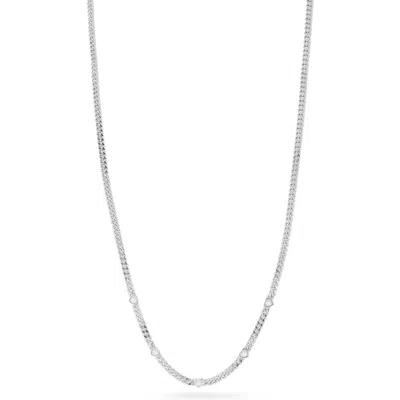 Chloe & Madison Chloe And Madison Cubic Zirconia Heart Curb Chain Necklace In Silver
