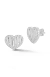 Chloe & Madison Chloe And Madison Cubic Zirconia Heart Stud Earrings In Silver