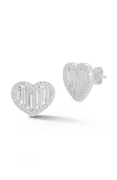 Chloe & Madison Chloe And Madison Cubic Zirconia Heart Stud Earrings In Silver