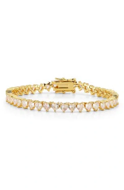 Chloe & Madison Chloe And Madison Cubic Zirconia Heart Tennis Bracelet In Gold